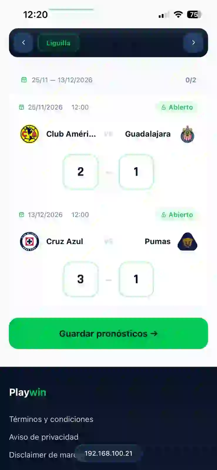 🥇 Tabla de posiciones